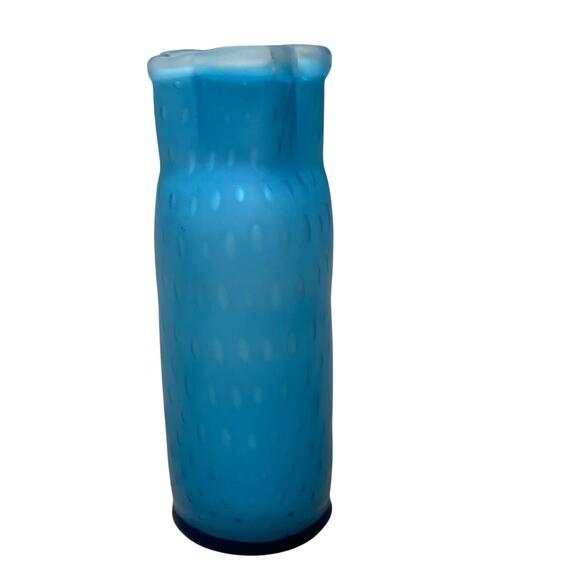 Thomas Webb & Sons Cased Aqua Blue Polka Dot Ruffled Glass Good Condition - Picture 4 of 8